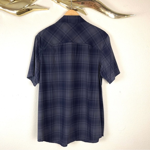 Outdoor Research Blue Grey Plaid Short Sleeve Nylon Button Down Shirt - Picture 2 of 11